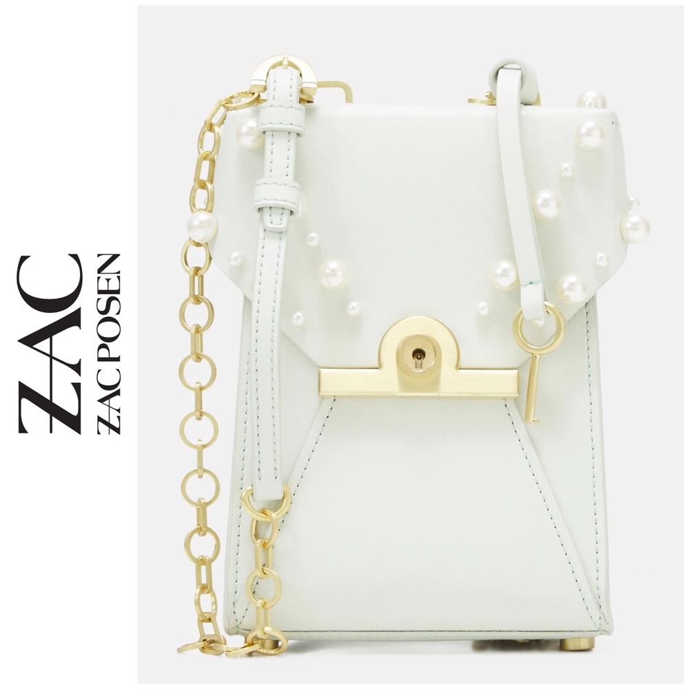 ZAC Zac Posen Amelia Embellished Leather Phone Crossbody Bag EUC